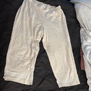 Cathy Daniels Beige Capris with Studded Hem